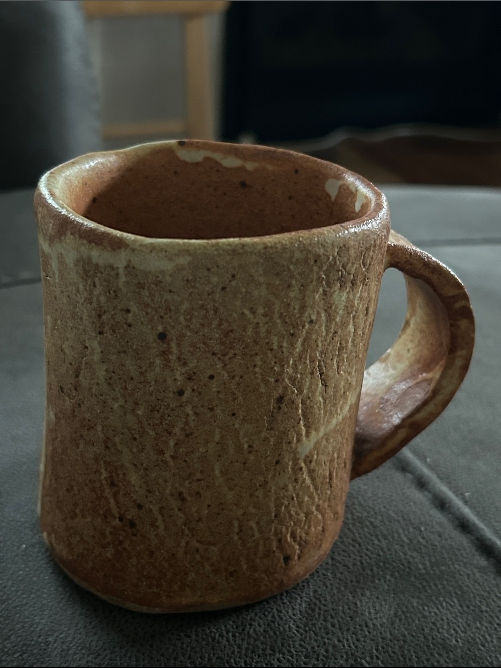 Josh Kopin Wood Fired Handcrafted Brown Mug - Rustic Home Art by Hashi Pottery.